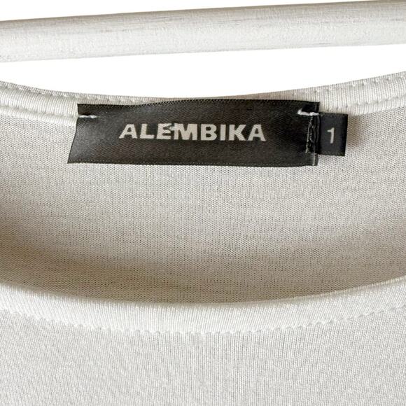 Alembika White T Shirt Dress Tunic Slits Size 1 6-8 Lagenlook - Picture 4 of 8